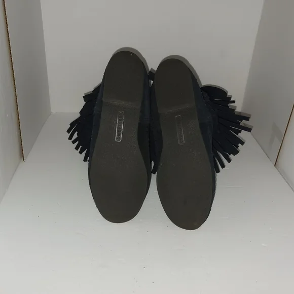 Minnetonka Black Suede Fringe Moccasin Pull-On Boots - US 8 - EUC - Picture 4 of 9